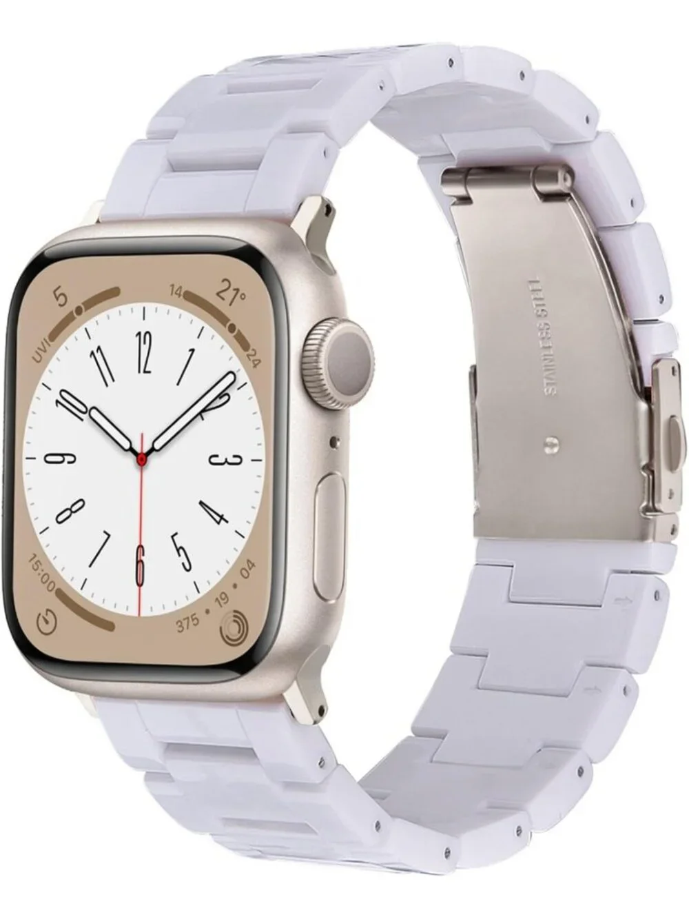 Stylish Resin Apple Watch Band for Series 1-11, Unisex, Pure White, 38-42mm